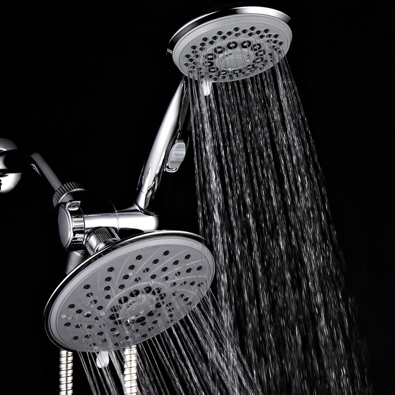 Hotel Spa HotelSpa 6''/4'' Ultra-Luxury 3 way Rainfall Shower-Head/Handheld Shower Gray Spiral Combo w/Patented ON/OFF Pause Switch and 5-7 foot Stretchable Stainless Steel Hose - Image 4